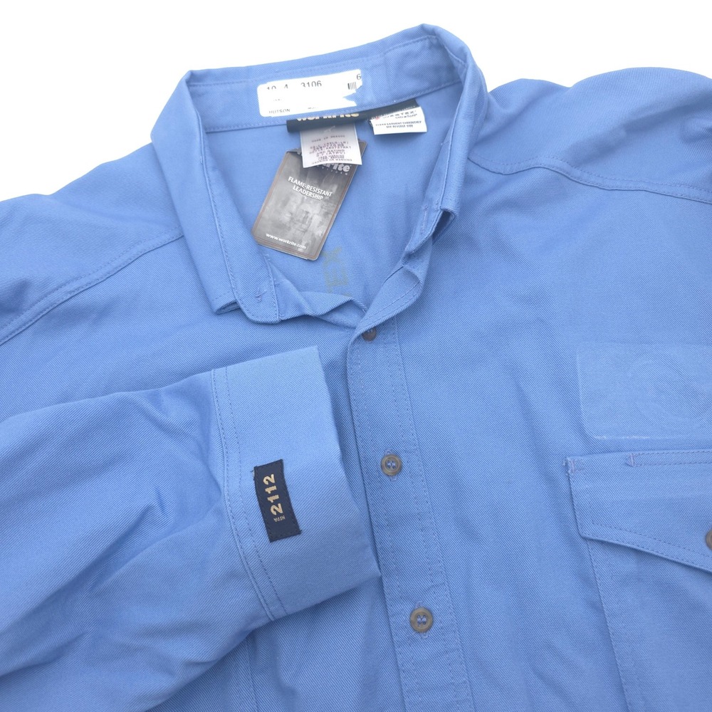 Workrite FR Shirt Mens 4XL Long Blue Westex UltraSoft Flame Resistant NFPA 2112
